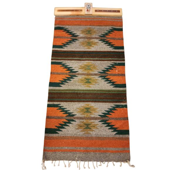 Native American Southwestern Style Wool Rug Handwoven Wall Hanging 61x28 - Picture 1 of 16